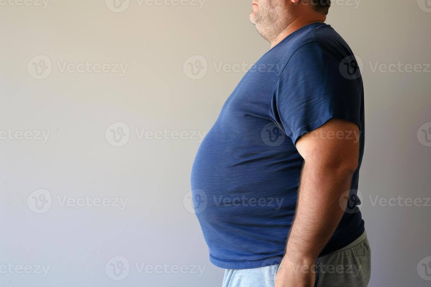 AI generated Overweight man's midsection side view photo