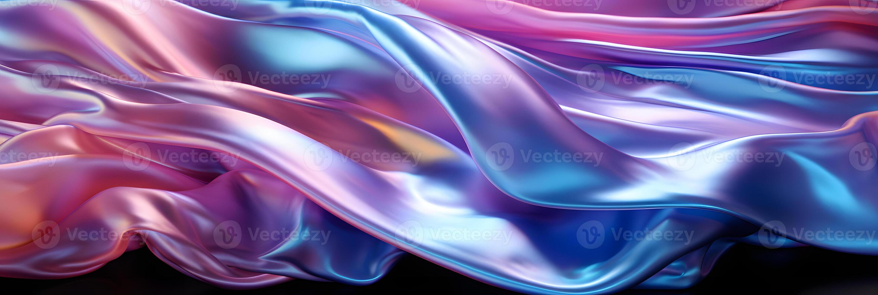 AI generated Wavy and Colorful Holographic Silk Background. Glossy and Iridescent Smooth Texture. Generative Ai photo