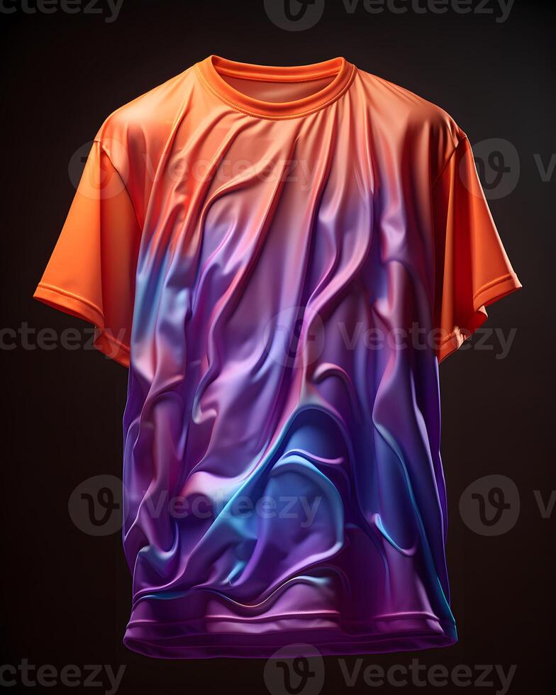 AI generated Colorful Clothes with Glowing Effect Isolated on Dark Background. Generative Ai photo