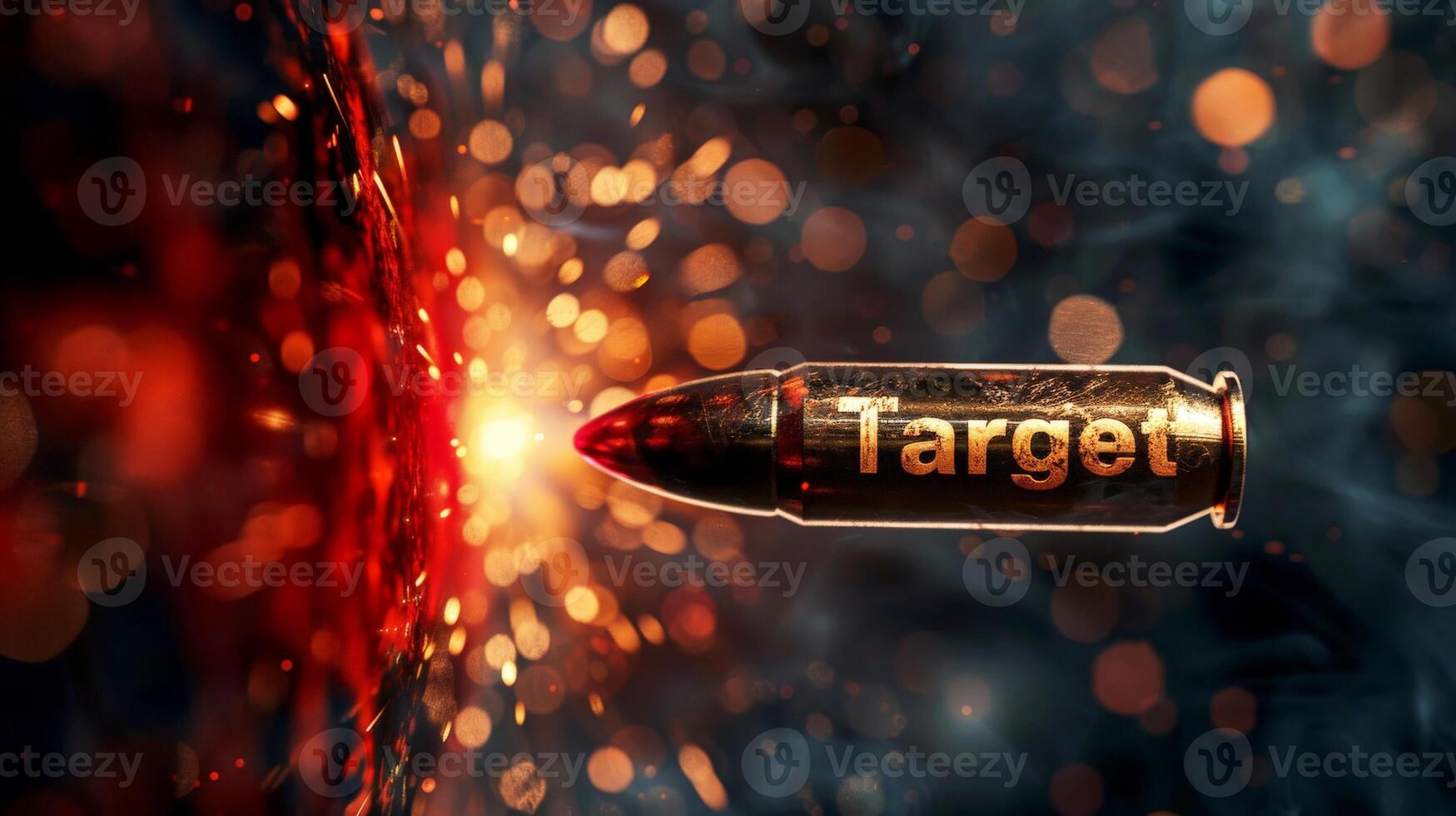 AI generated high speed Flying bullet with target point. business target concept. generative AI photo