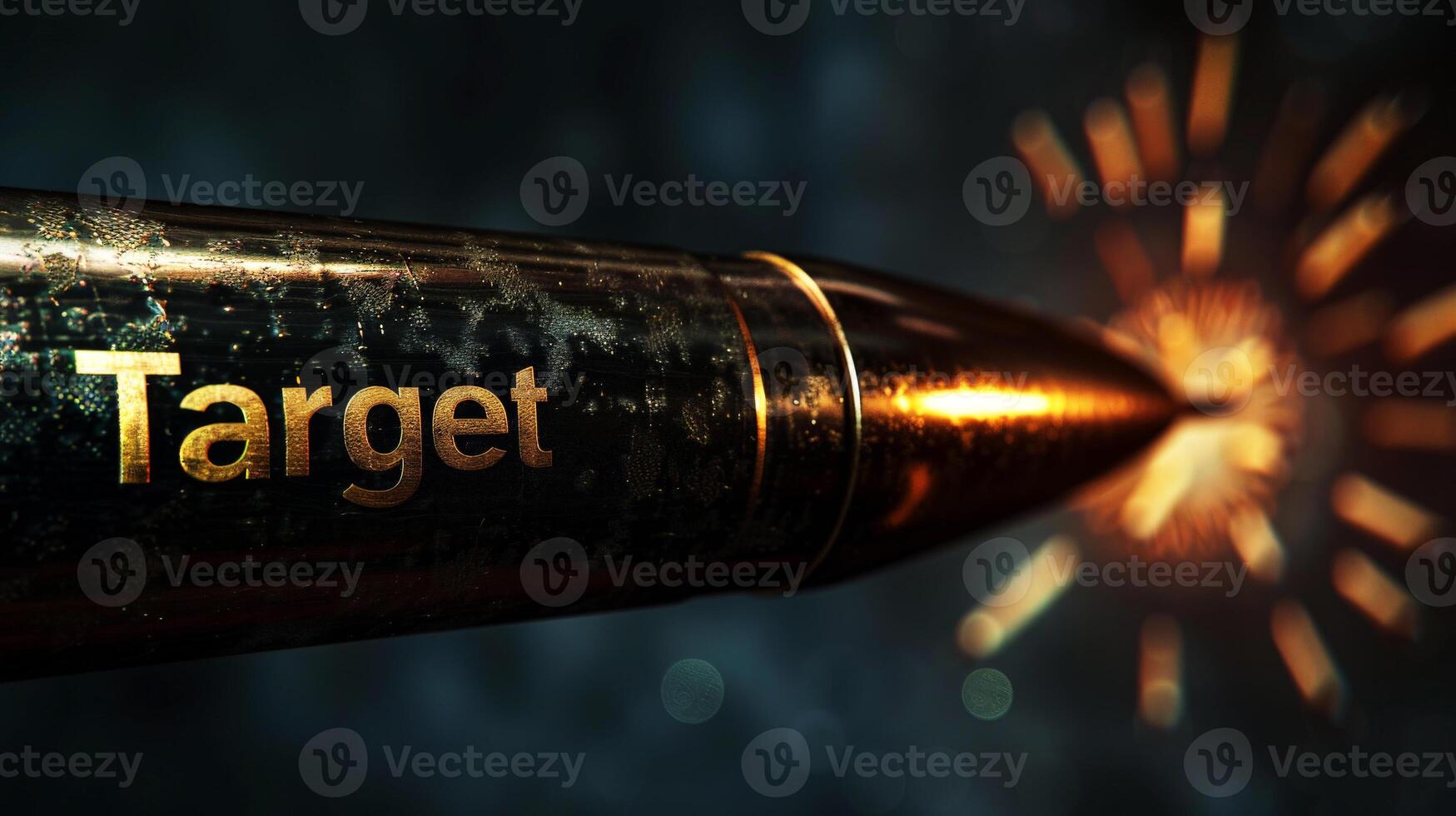 AI generated high speed Flying bullet with target point. business target concept. generative AI photo