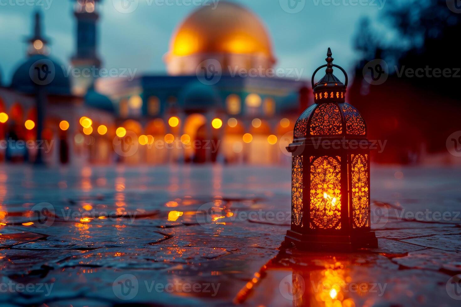 AI generated Ramadan background lanterns. Ramadan celebration. AI Generative photo