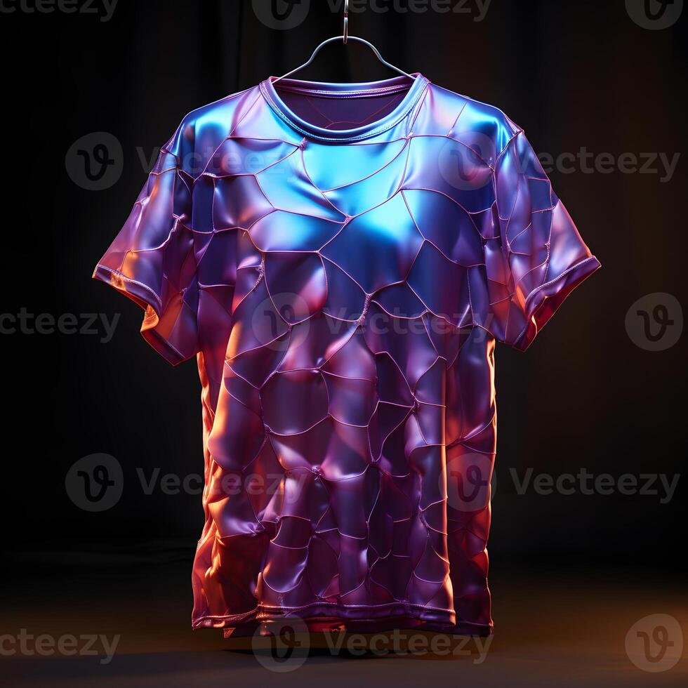 AI generated Colorful Clothes with Glowing Effect Isolated on Dark Background. Generative Ai photo