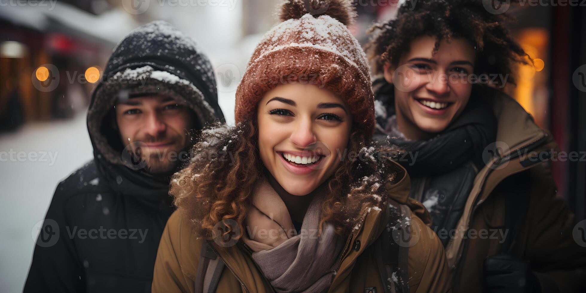 AI generated Group of Multiracial Friends Having Fun Together Outside. Diversity Friendship. Generative Ai photo