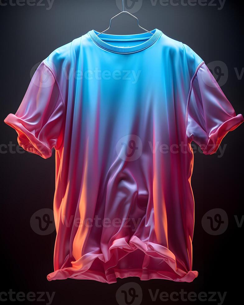 AI generated Colorful Clothes with Glowing Effect Isolated on Dark Background. Generative Ai photo
