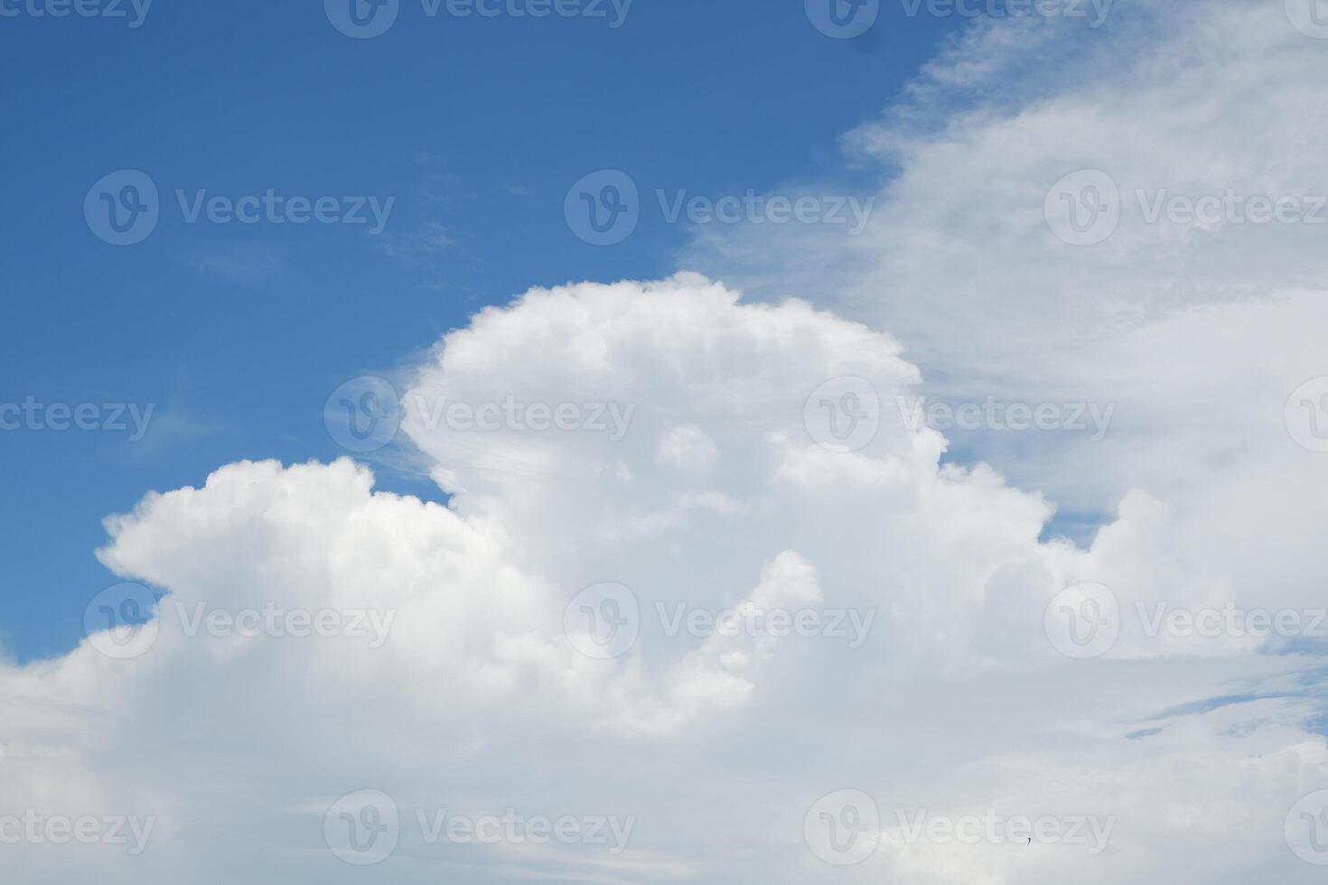 Blue sky background with tiny clouds photo