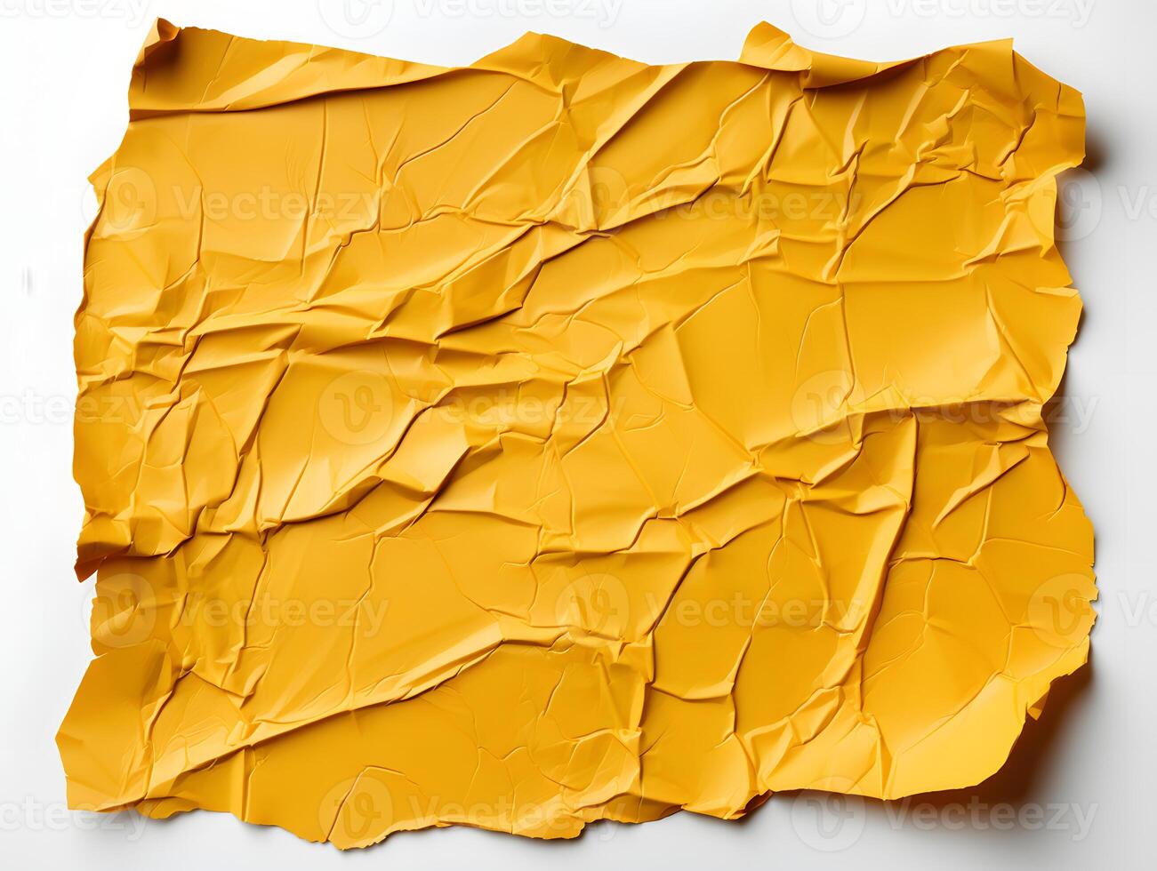 AI generated Yellow Crumpled Paper Texture Background. Generative Ai photo