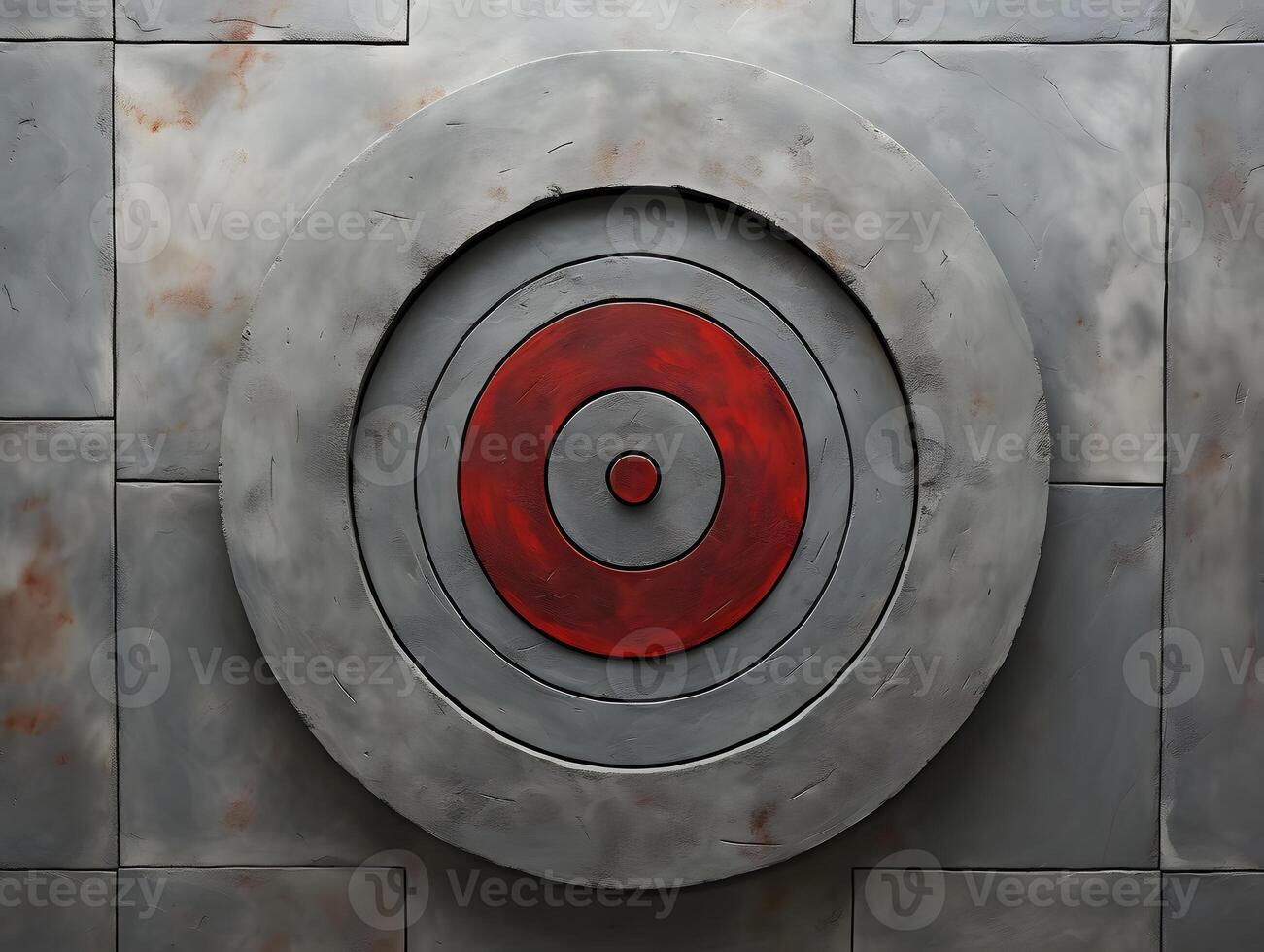 AI generated Red Target Symbol on Concrete Background with Grunge Effect. Aim Sign. Generative Ai photo