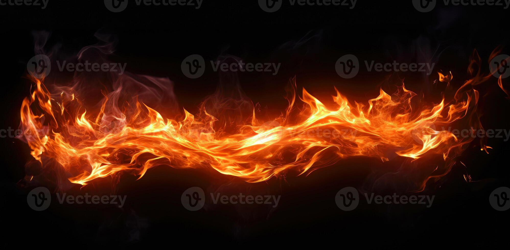 AI generated Fiery flame with dark background photo