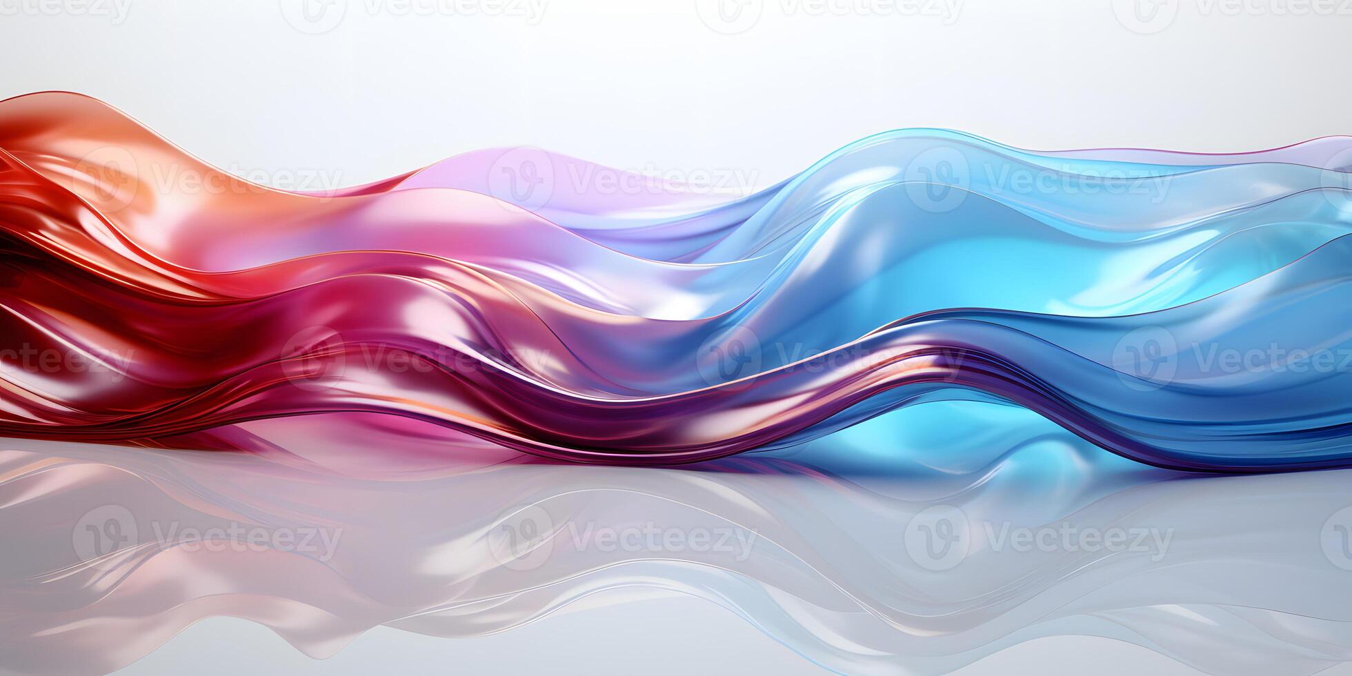 AI generated Holographic Chrome Gradient Liquid Waves. Translucent Gradient Background. Generative Ai photo