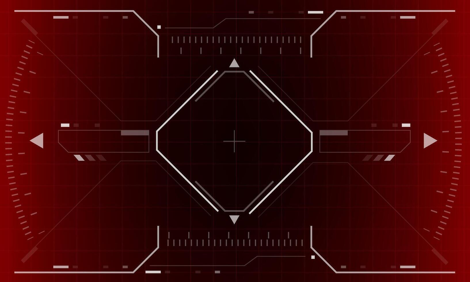 HUD sci-fi interface screen view white hexagon geometric design virtual reality futuristic technology creative display on red vector