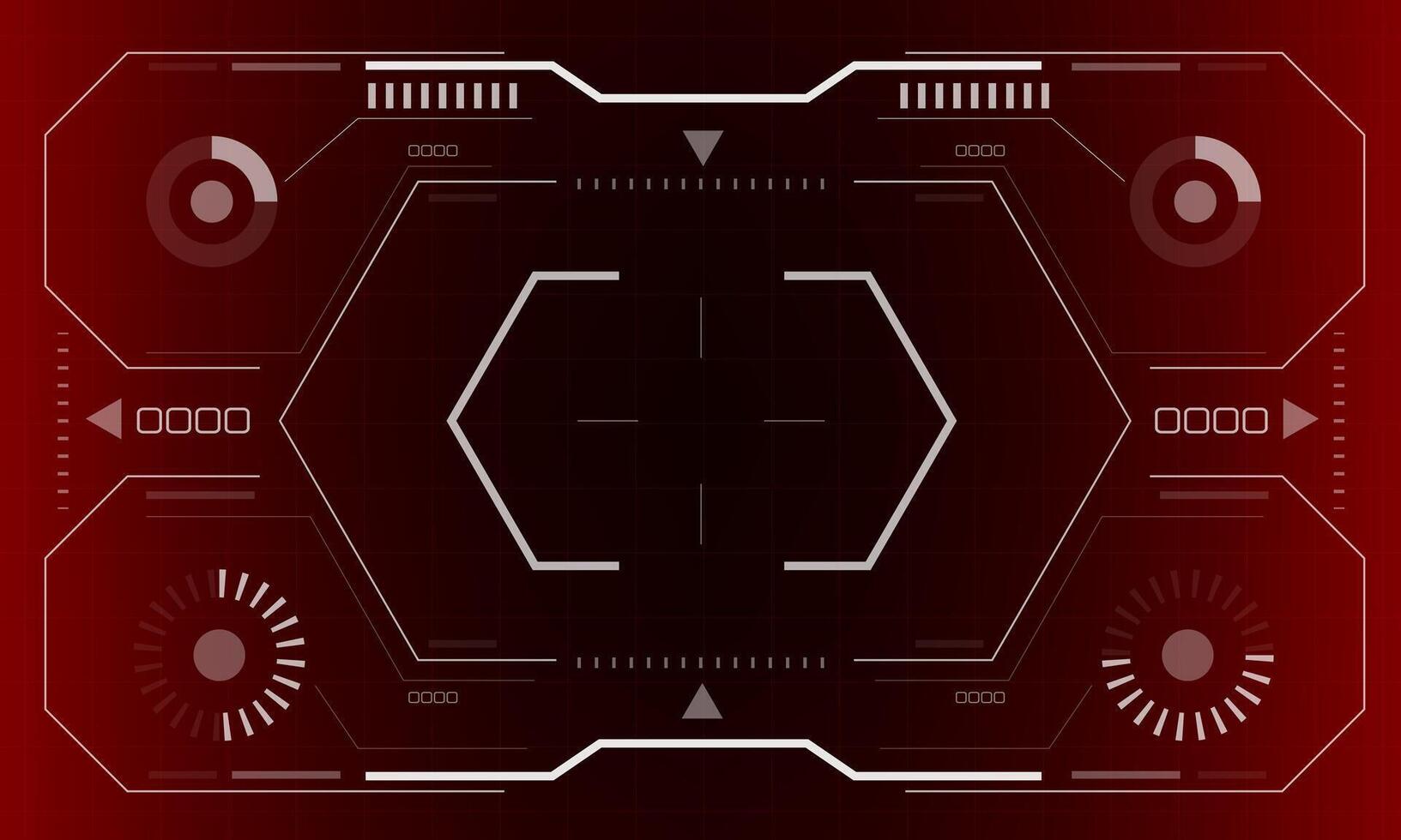 HUD sci-fi interface screen view white hexagon geometric design virtual reality futuristic technology creative display on red vector