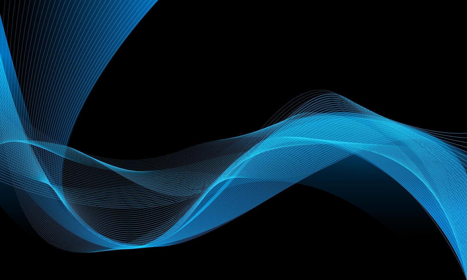 Abstract blue wave curve line light dynamic movement overlap on black design modern futuristic technology background vector
