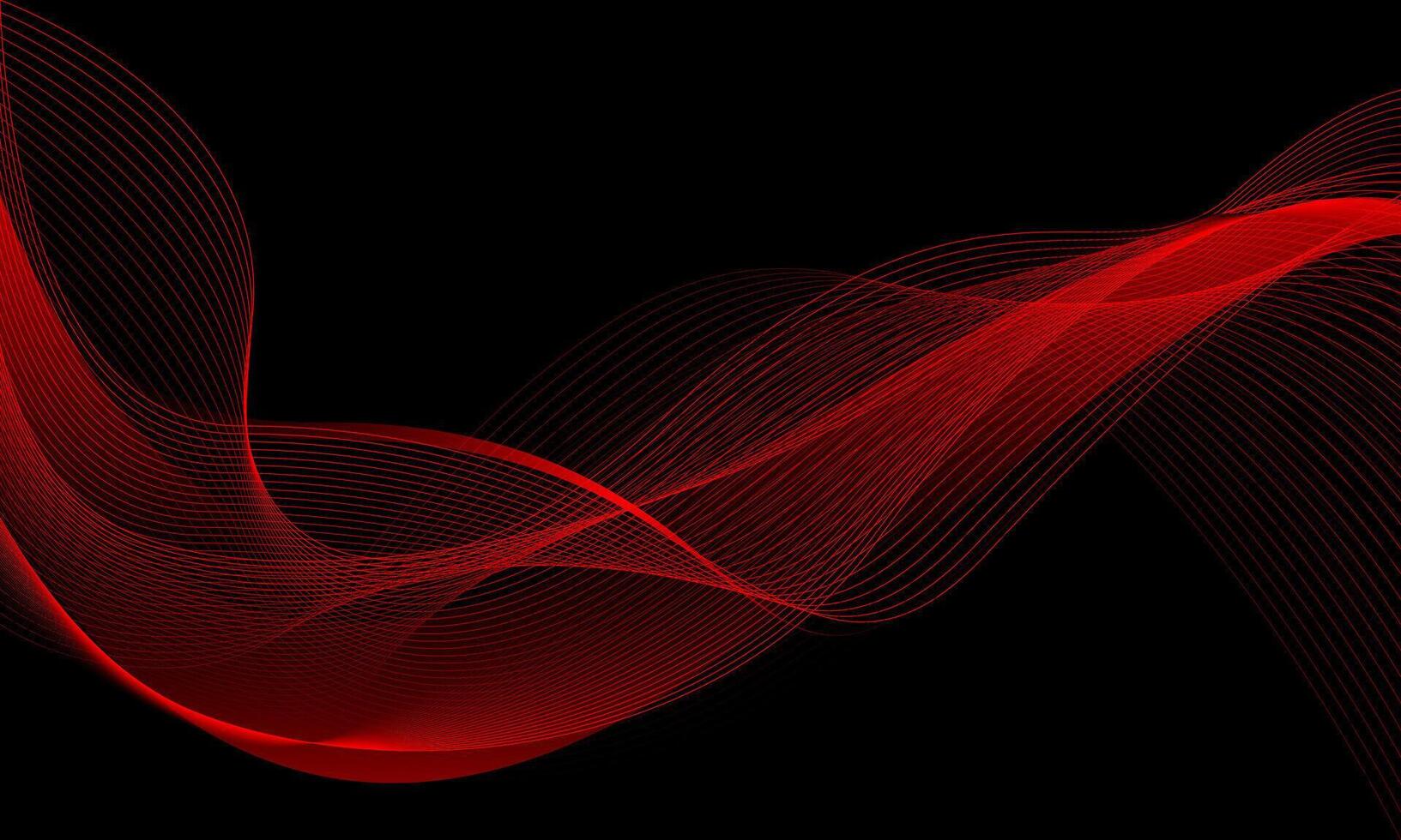 Abstract red wave curve line light dynamic movement overlap on black design modern futuristic technology background vector