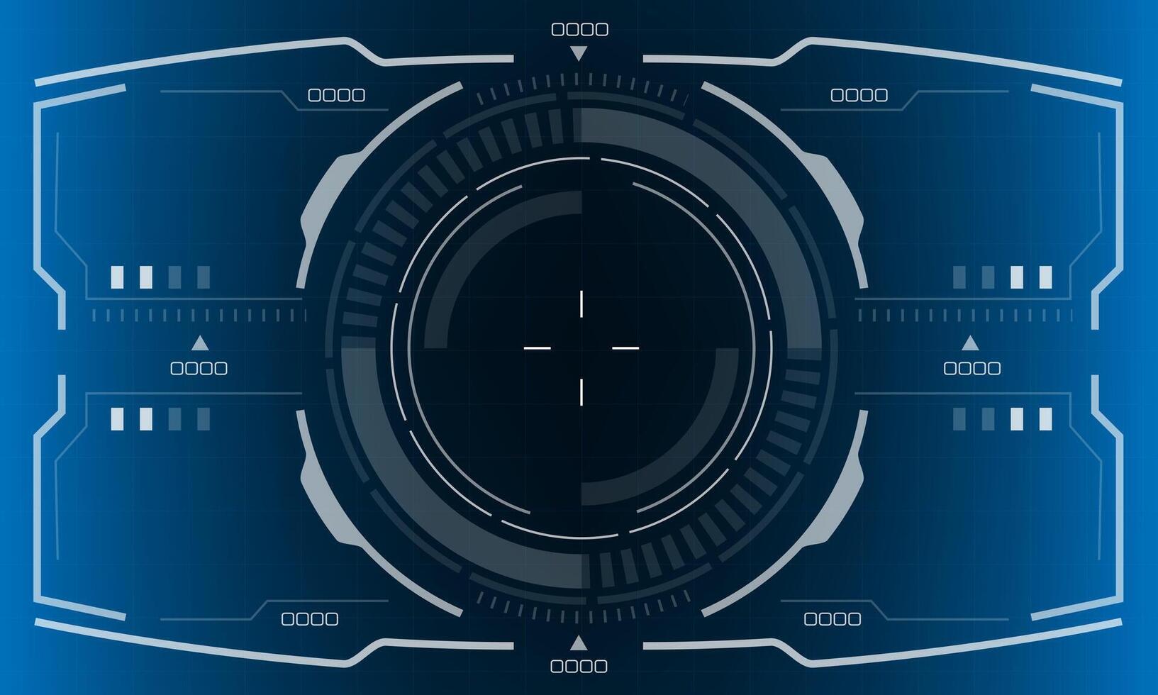 HUD sci-fi interface screen view white circular geometric design virtual reality futuristic technology creative display on blue vector