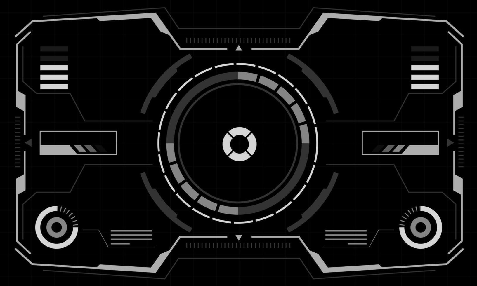 HUD sci-fi interface screen view white circular geometric design virtual reality futuristic technology creative display on black vector