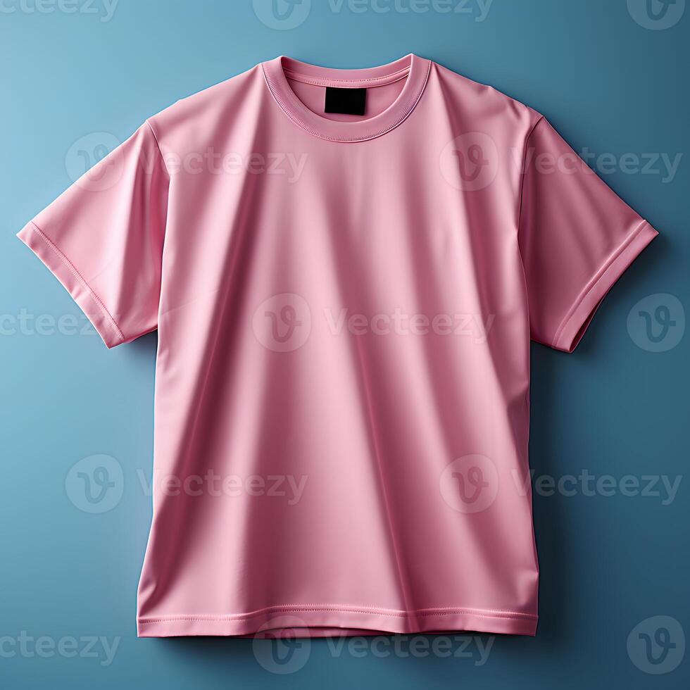 AI generated Plain Pink T-shirt Template. Blank T-shirt Mockup. Generative Ai photo