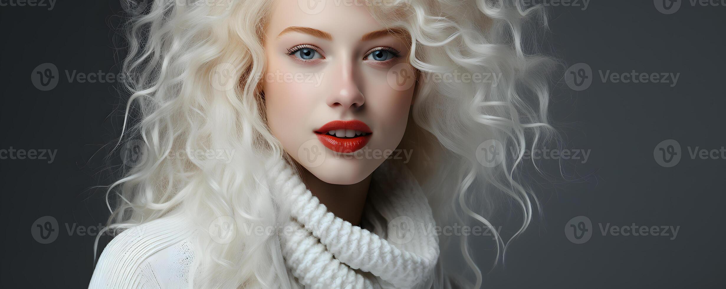 AI generated Portrait of Woman with Silver Hair. Generative Ai photo