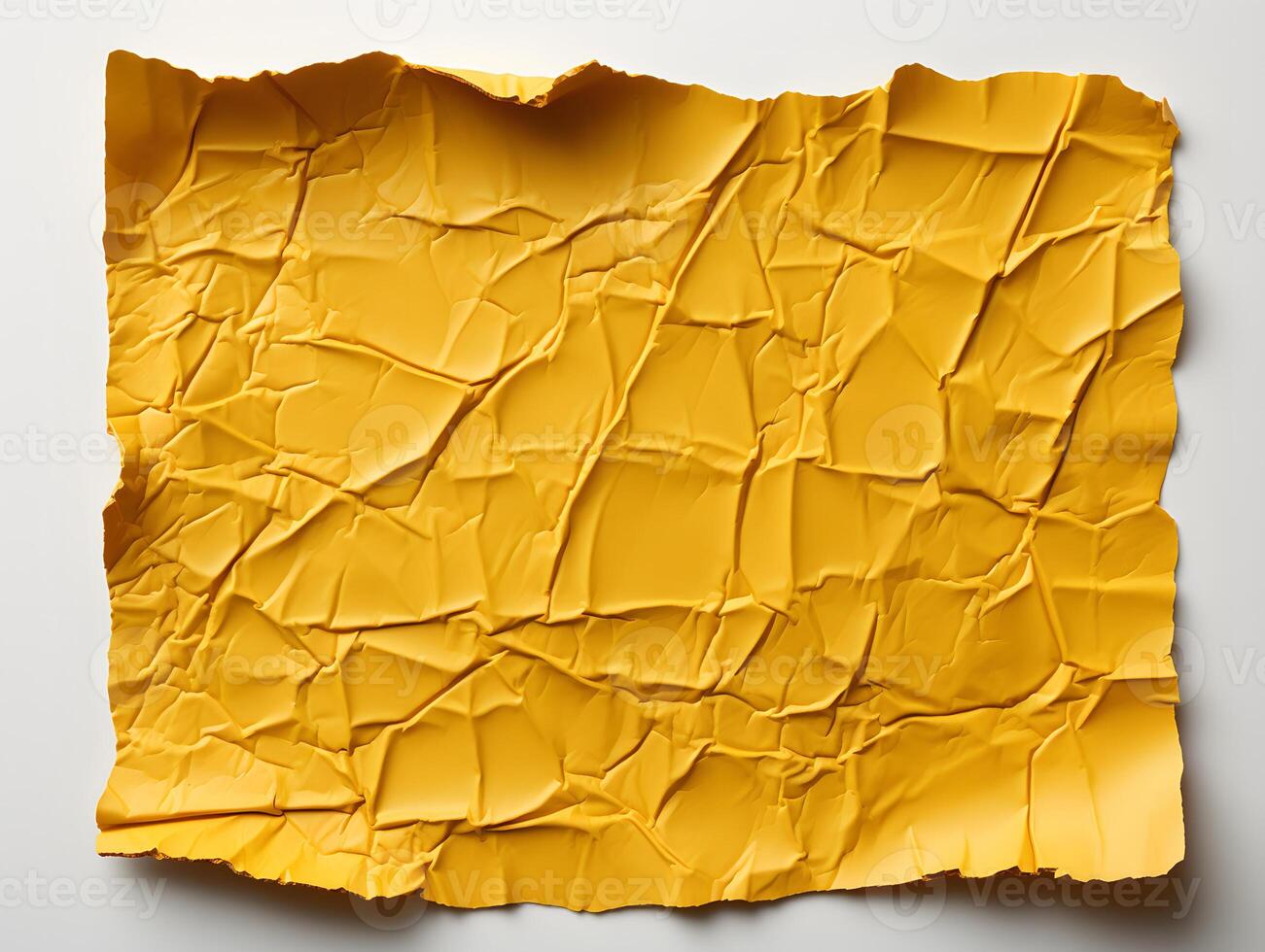 AI generated Yellow Crumpled Paper Texture Background. Generative Ai photo