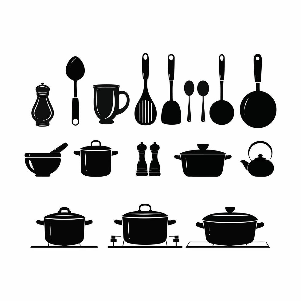 AI generated Culinary Silhouettes The Art of Kitchen Essentials vector