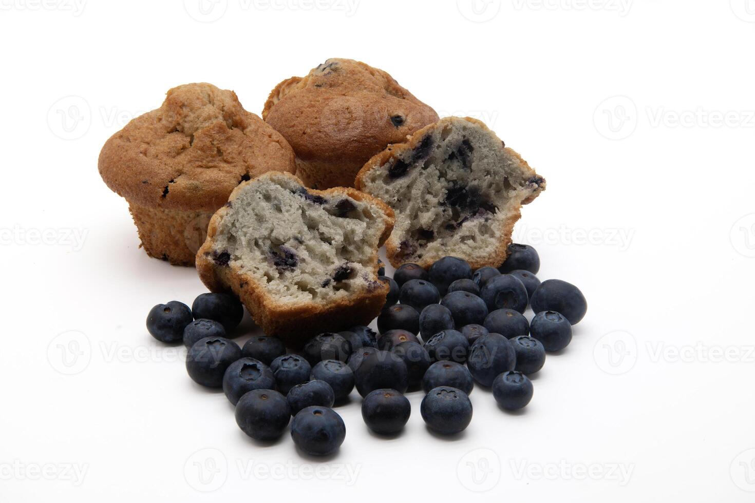 Blueberry muffins isolated on a white background. photo