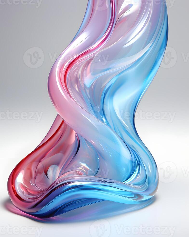 AI generated Holographic Chrome Gradient Liquid Waves. Translucent Gradient Background. Generative Ai photo