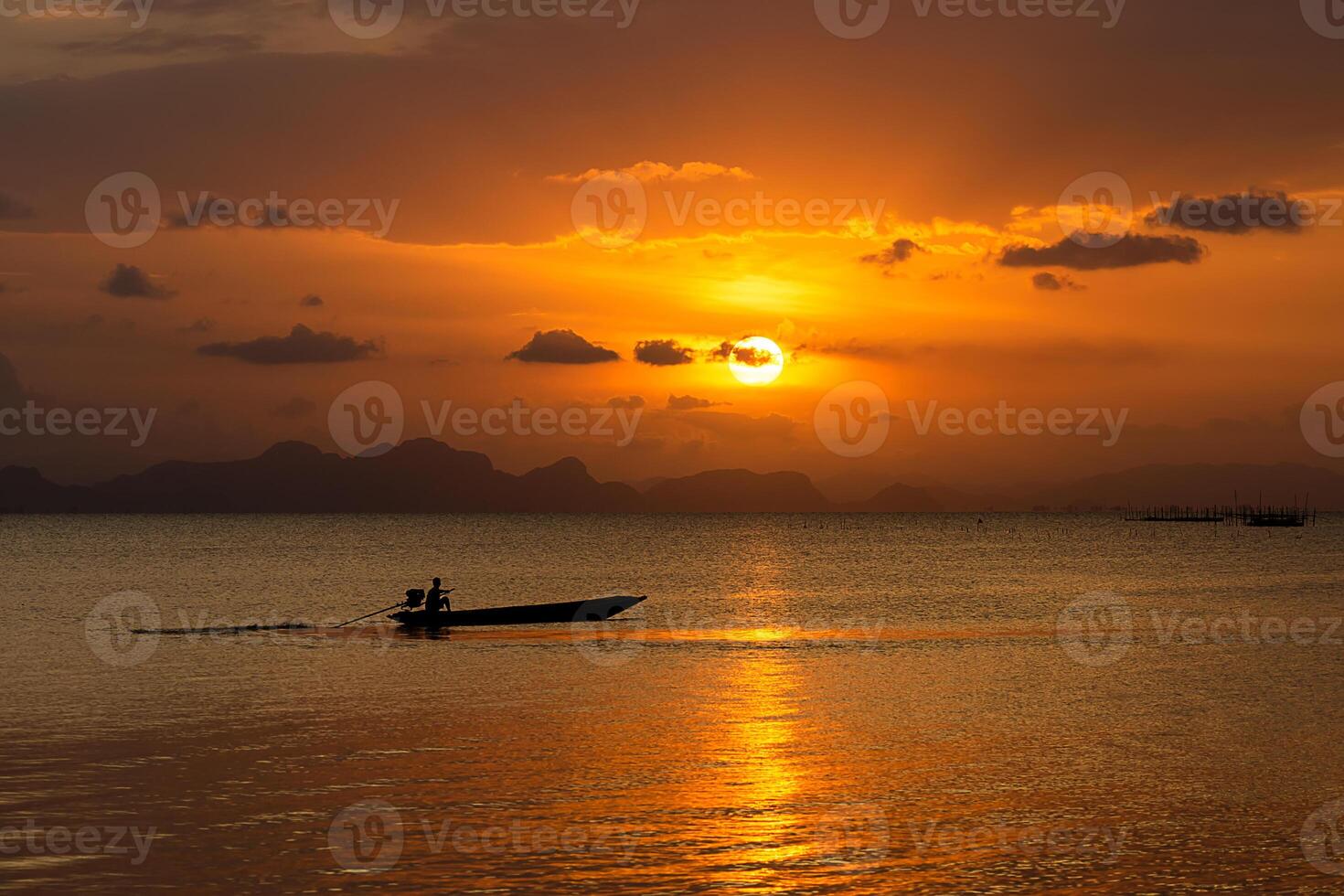 Silhouettes of Minimal fisherman photo