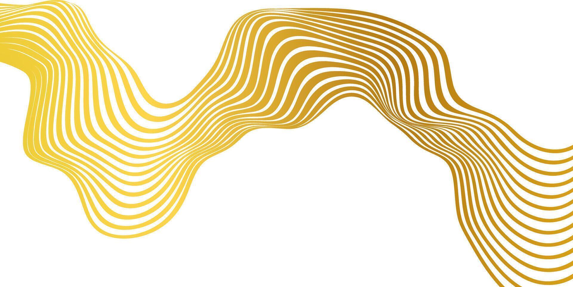 Abstract wavy curve gold gradient lines isolated on transparent background. Modern, trendy vector background