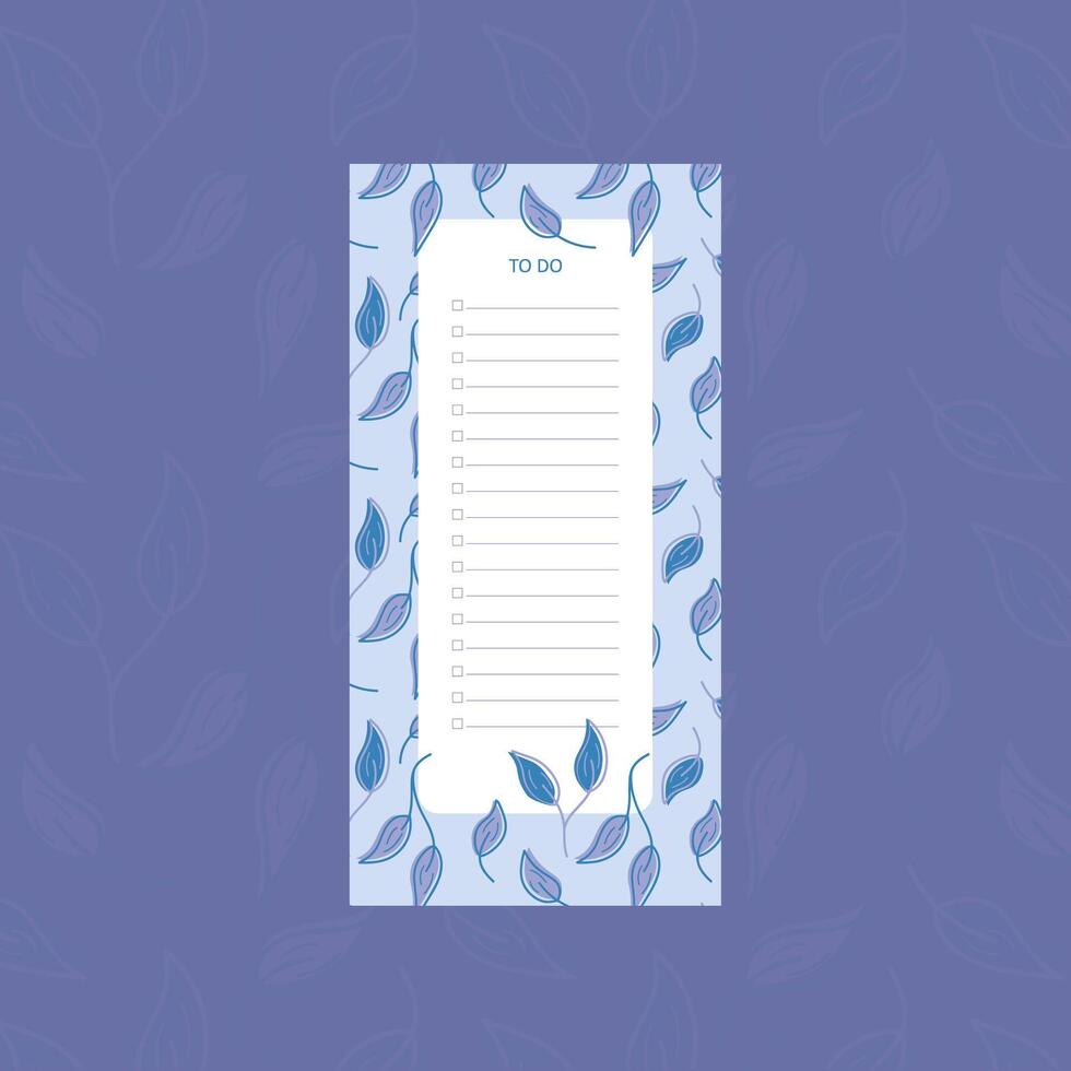 To do list planner template illustration with leaves vector
