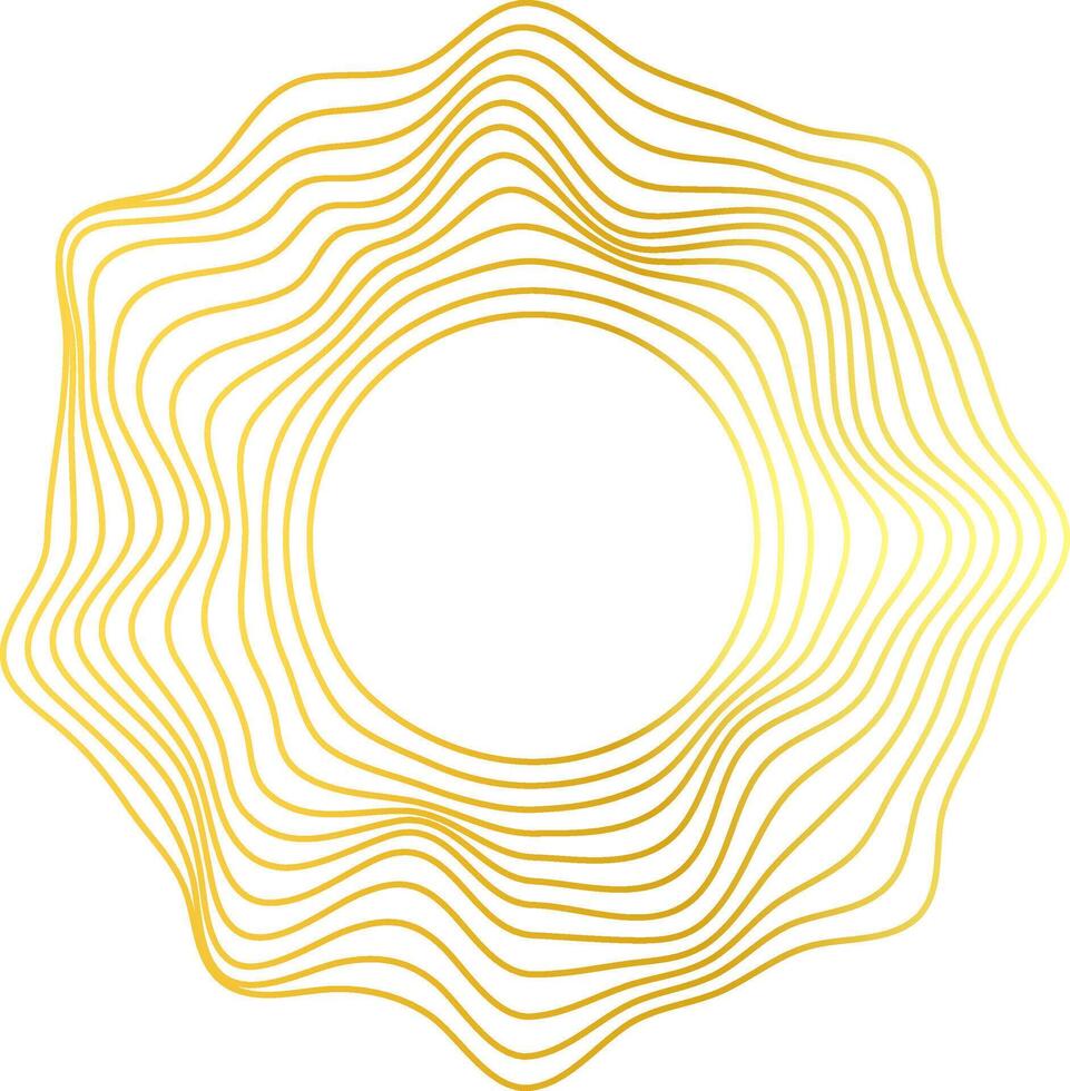 Abstract wavy circle gold gradient lines isolated on transparent background. Modern, trendy vector background