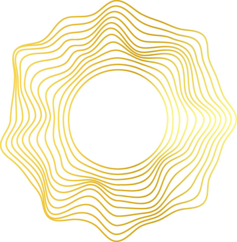 Abstract wavy circle gold gradient lines isolated on transparent background. Modern, trendy vector background