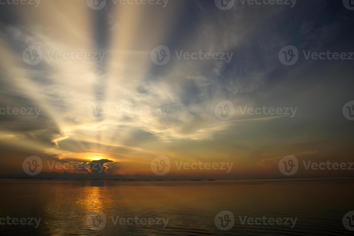 Sunset sky on the lake photo