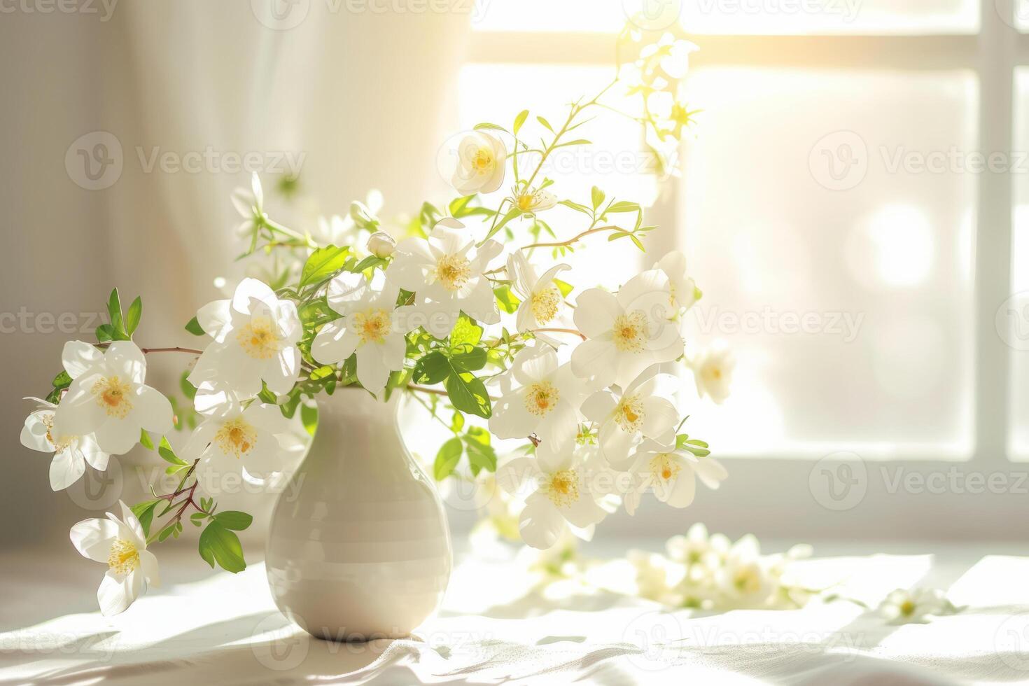 AI generated Beautiful floral spring background. Floral arrangement. Generative AI photo