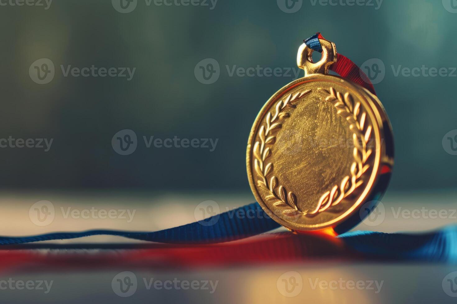 AI generated Blank golden medal. Trophy award. Symbol of triumph and leadership. Generative AI photo