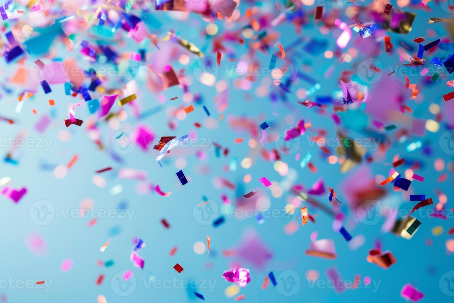 AI generated Colorful confetti flying on festive background. Generative AI photo