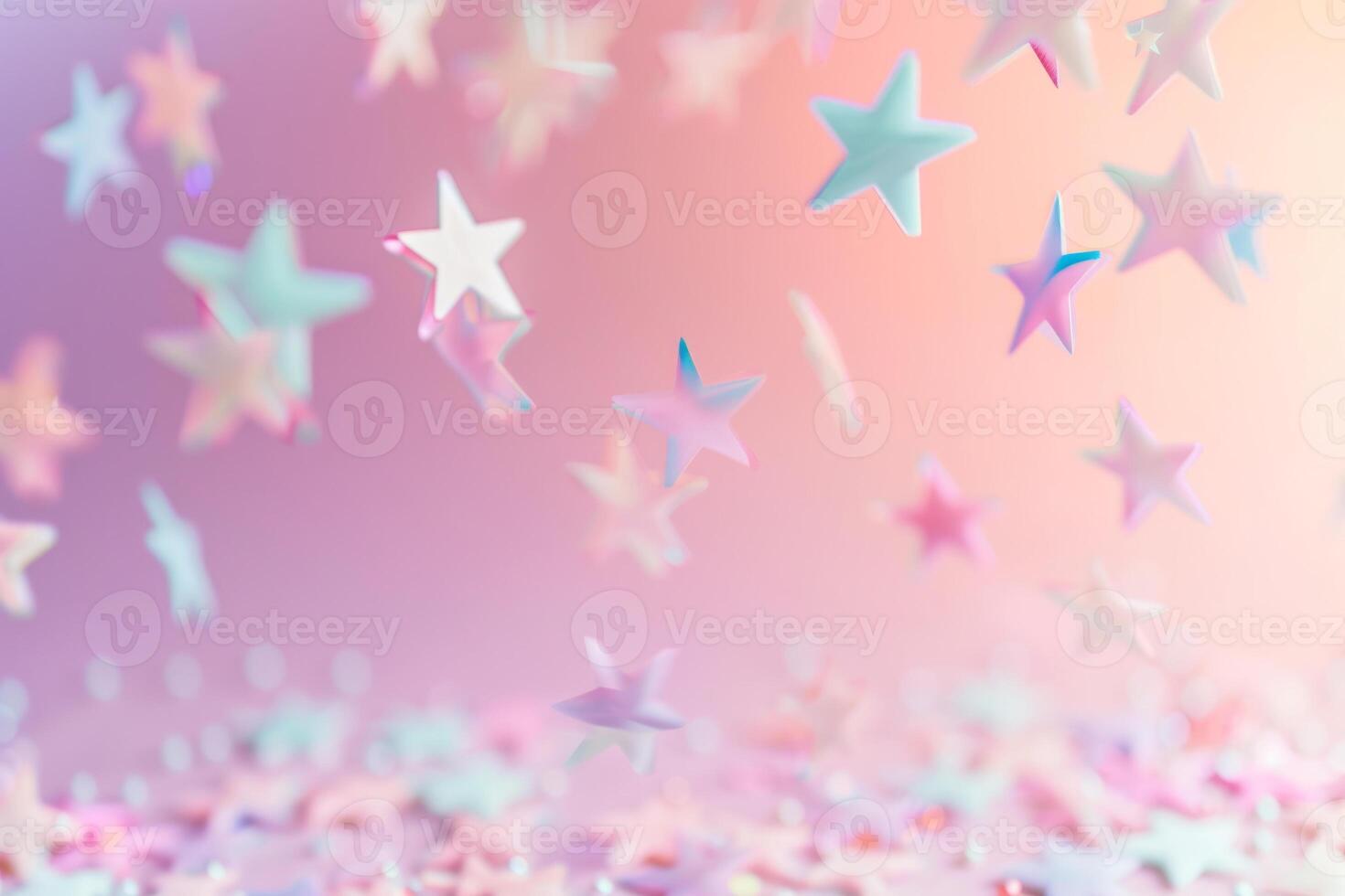 AI generated Pastel colored stars falling from the top. Generative AI photo