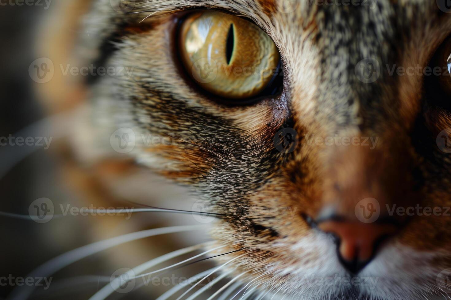 AI generated Cat's face with expressive eyes. Pets and lifestyle concept. Generative AI photo