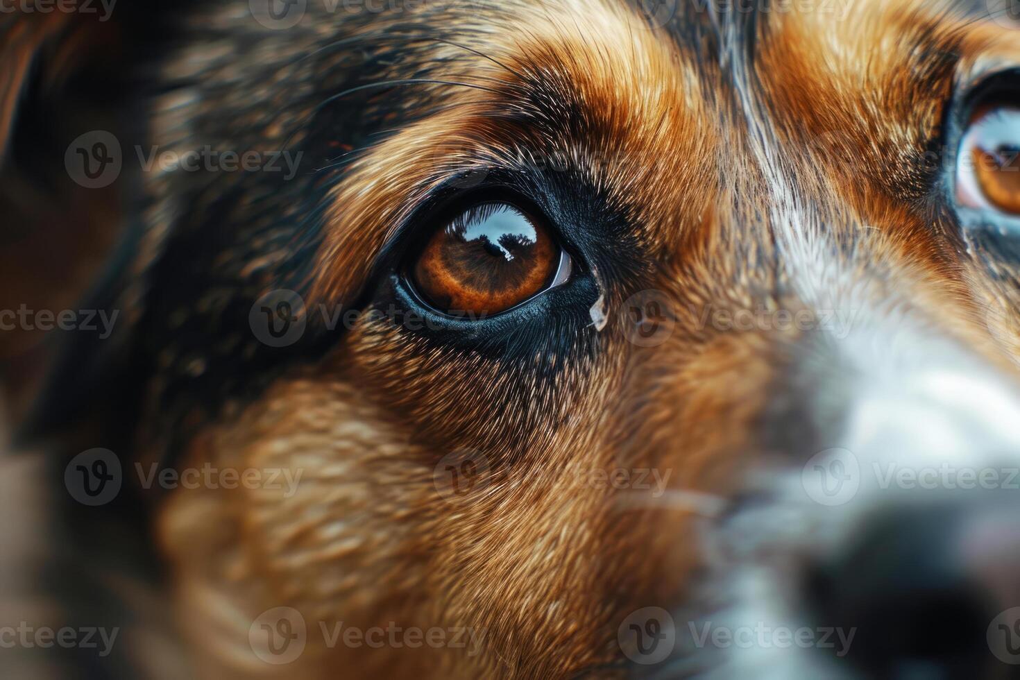 AI generated Macro shot of dog's eyes. Cute pet. Generative AI photo