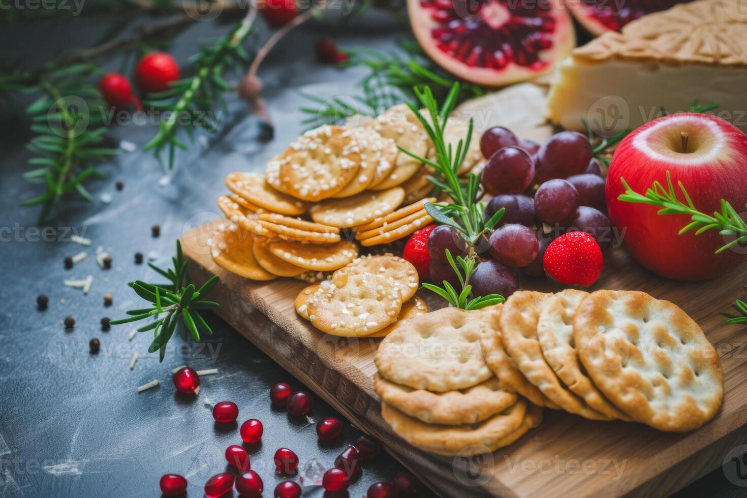 ai generado tablero con galletas y otro meriendas. generativo ai foto