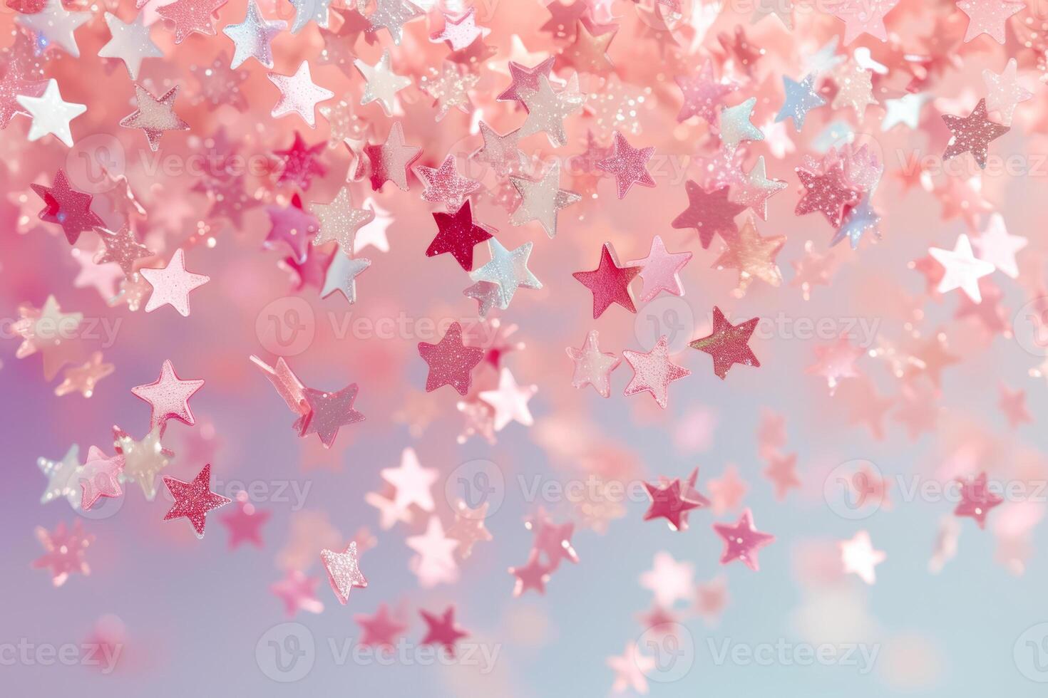 AI generated Pastel colored stars falling from the top. Generative AI photo