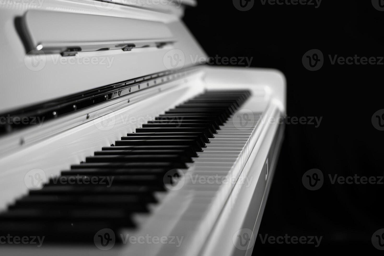 AI generated White piano on black background. Generative AI photo