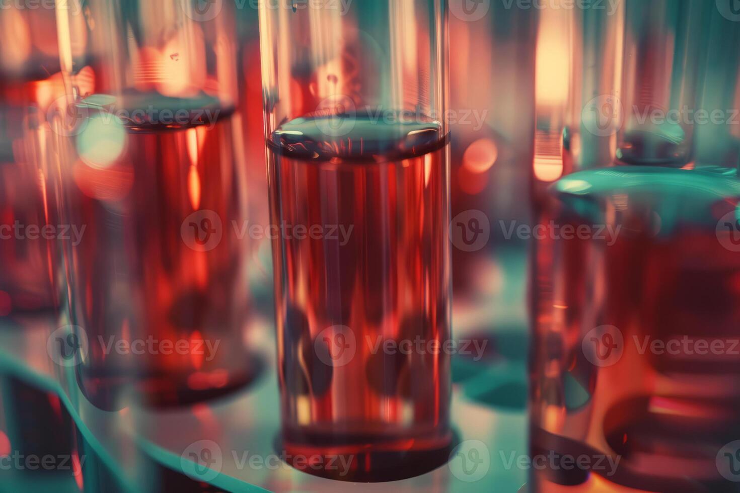 AI generated Medical test tubes with liquid in the laboratory. Concept of medical or science laboratory. Generative AI photo