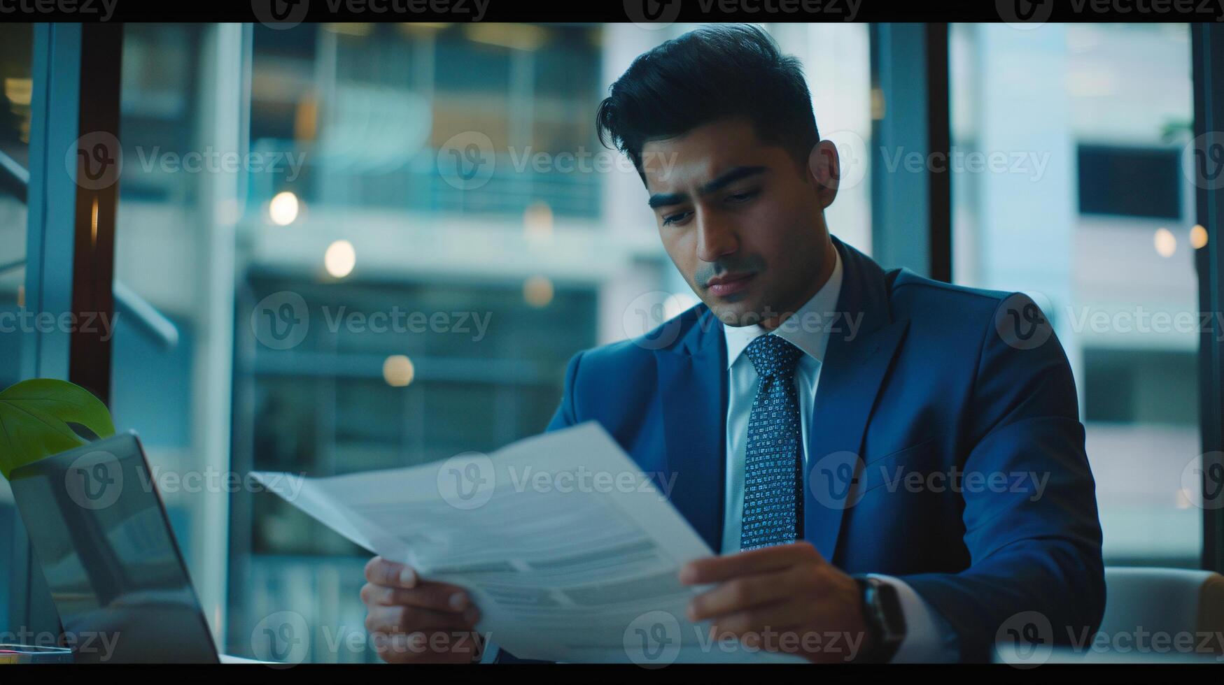 AI generated Blue Steel Focus Sharp Professional Devours with Precision photo