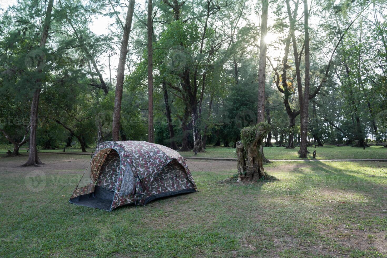 Camping tent  under clear sky photo