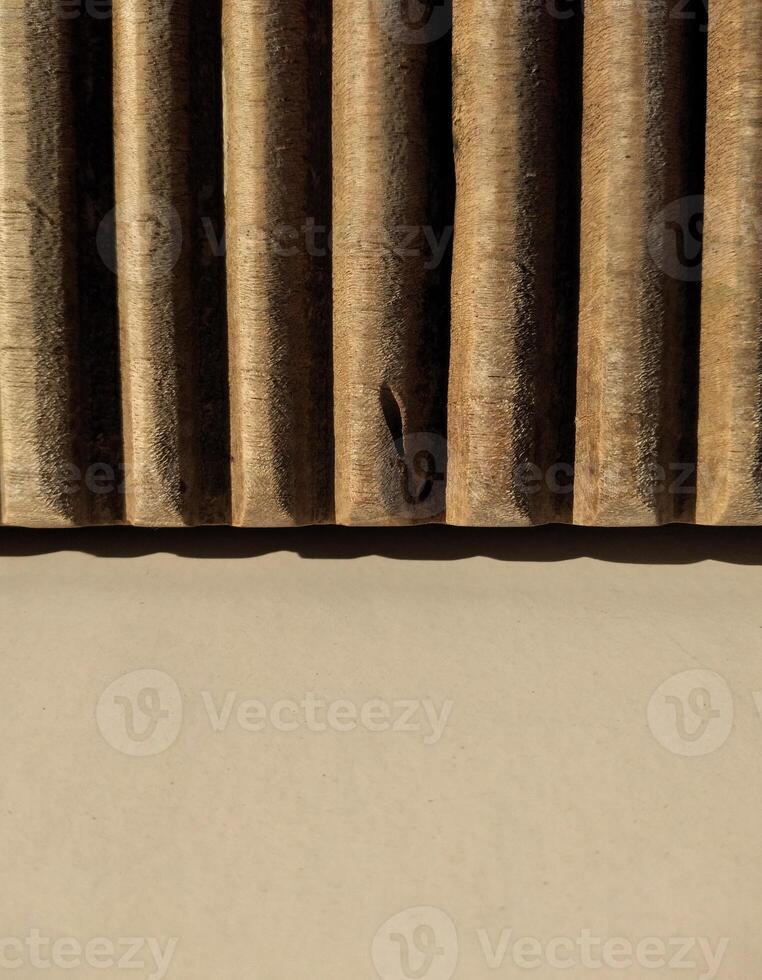 wooden blinds on the wall as a background, closeup of photo