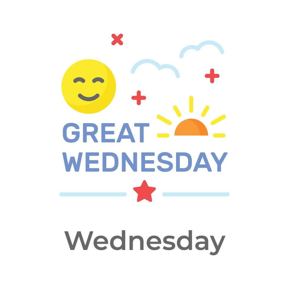 Get your hands on this beautifully designed great wednesday icon, happy days vector