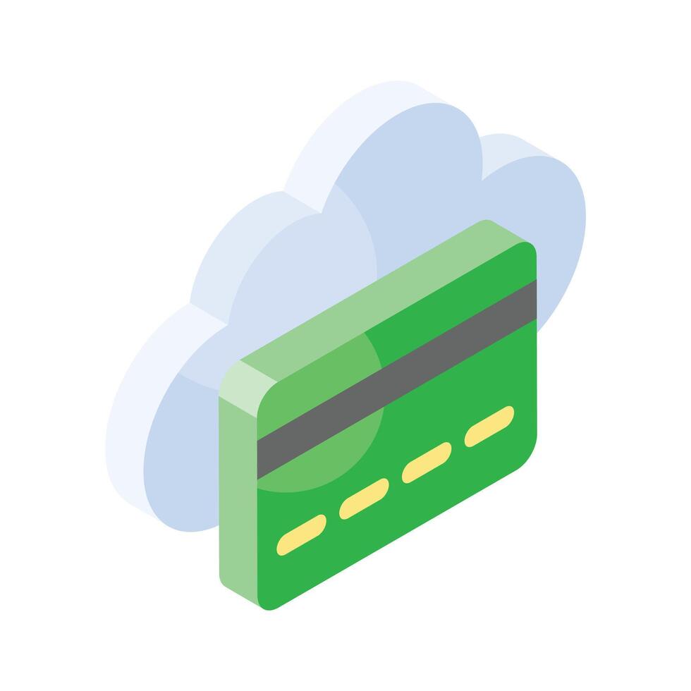 Atm card with cloud concept isometric icon of cloud payment, online payment vector