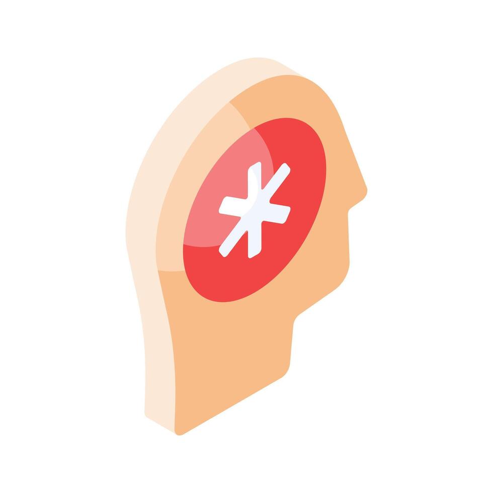 Medical sign inside human mind showing concept isometric icon of mental health vector