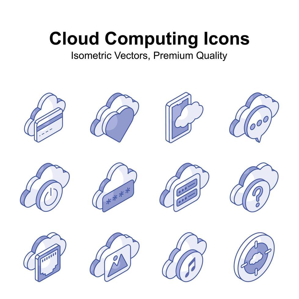 Have a look at this visually appealing cloud computing isometric vectors set