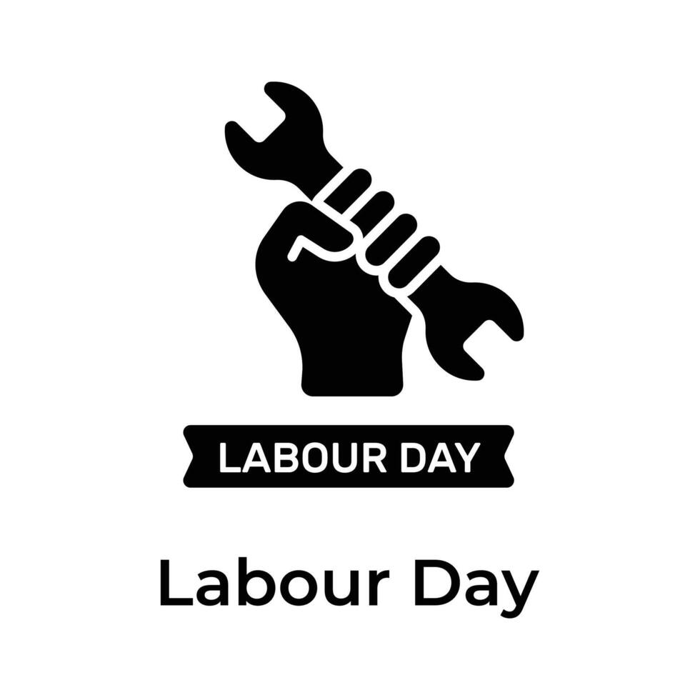 Hand holding spanner depicting concept icon of Labour Day in trendy style vector